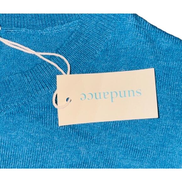 SUNDANCE Laid Back Llama Wool Blend Sweater sz Small Turquoise Blue NWT - Picture 3 of 8